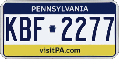 PA license plate KBF2277