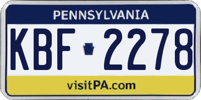 PA license plate KBF2278