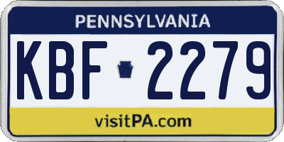 PA license plate KBF2279