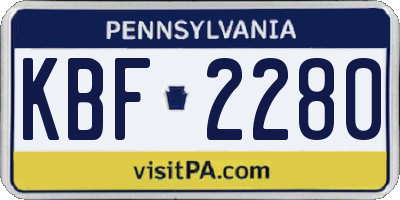 PA license plate KBF2280