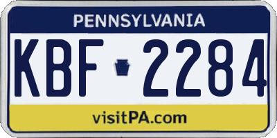 PA license plate KBF2284