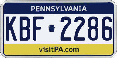 PA license plate KBF2286
