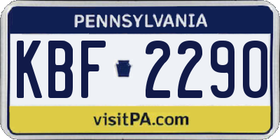 PA license plate KBF2290
