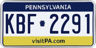 PA license plate KBF2291