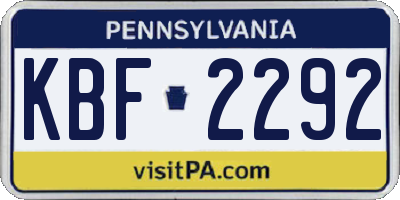 PA license plate KBF2292