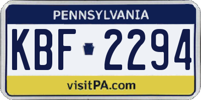 PA license plate KBF2294