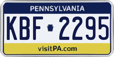 PA license plate KBF2295