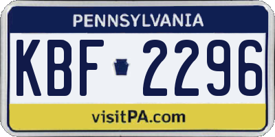 PA license plate KBF2296