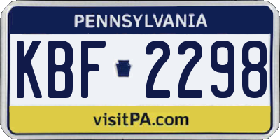 PA license plate KBF2298