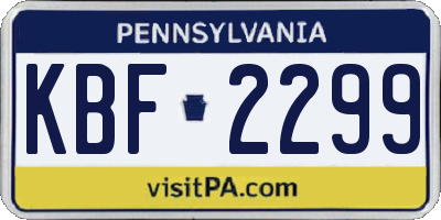 PA license plate KBF2299