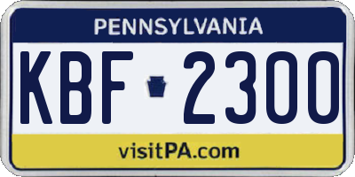 PA license plate KBF2300