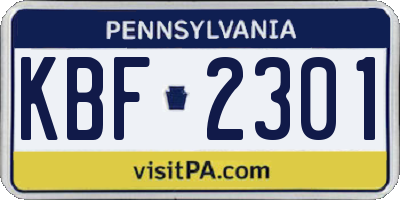 PA license plate KBF2301