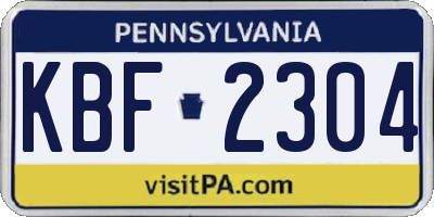 PA license plate KBF2304