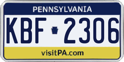 PA license plate KBF2306