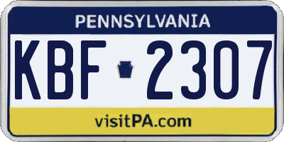 PA license plate KBF2307