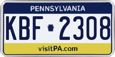 PA license plate KBF2308