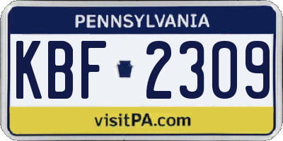 PA license plate KBF2309