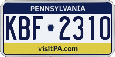 PA license plate KBF2310