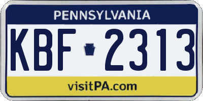 PA license plate KBF2313