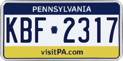PA license plate KBF2317