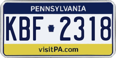 PA license plate KBF2318