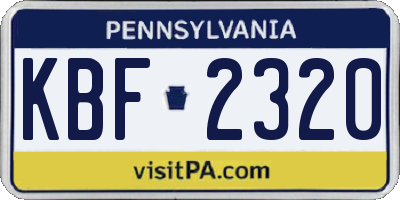 PA license plate KBF2320