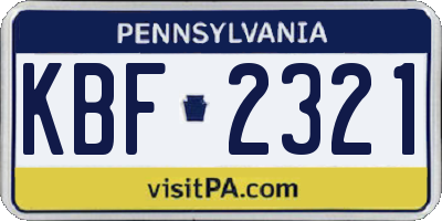 PA license plate KBF2321