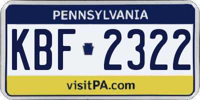 PA license plate KBF2322