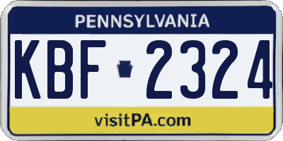 PA license plate KBF2324