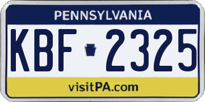 PA license plate KBF2325