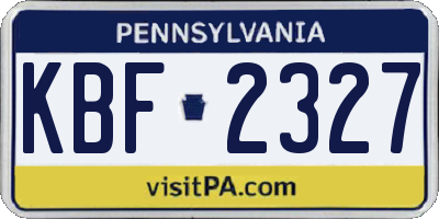 PA license plate KBF2327