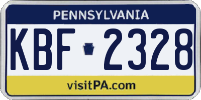 PA license plate KBF2328
