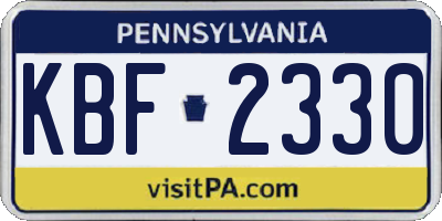 PA license plate KBF2330
