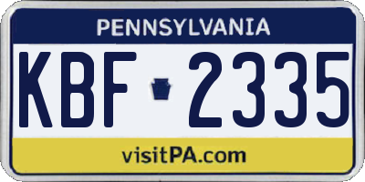 PA license plate KBF2335