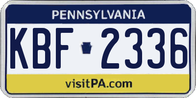 PA license plate KBF2336