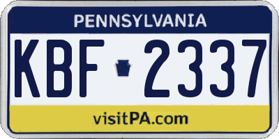 PA license plate KBF2337
