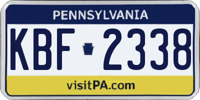 PA license plate KBF2338