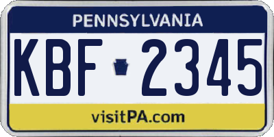 PA license plate KBF2345