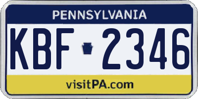 PA license plate KBF2346