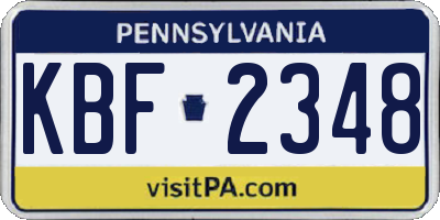 PA license plate KBF2348