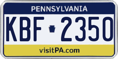 PA license plate KBF2350