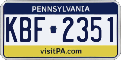 PA license plate KBF2351
