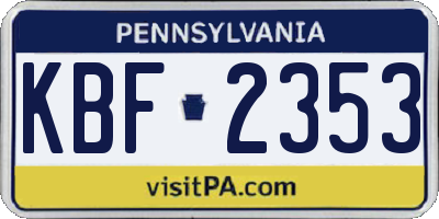 PA license plate KBF2353