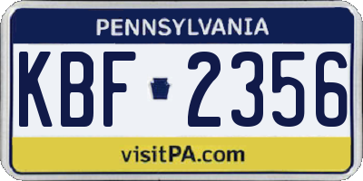 PA license plate KBF2356