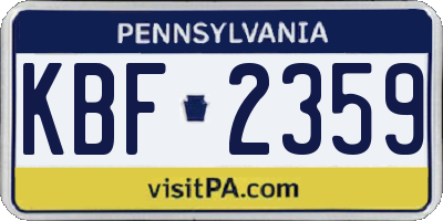 PA license plate KBF2359