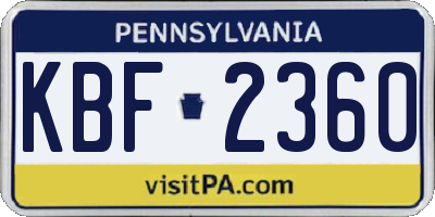 PA license plate KBF2360
