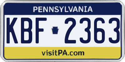 PA license plate KBF2363