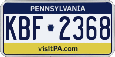 PA license plate KBF2368