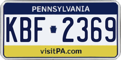 PA license plate KBF2369