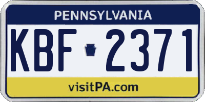 PA license plate KBF2371